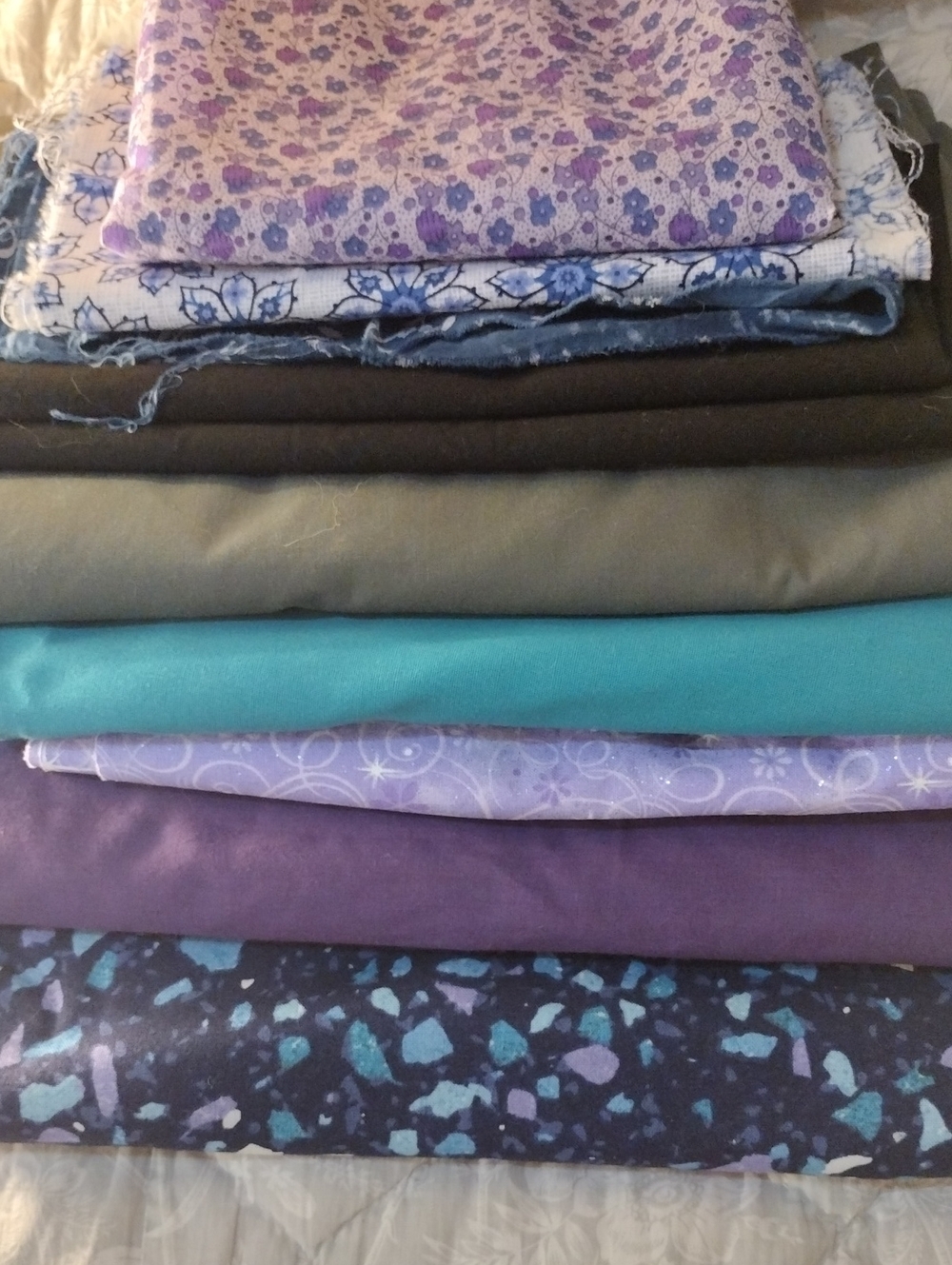 Purple, Black, Blue And Teal Cotton Fabric Bundle